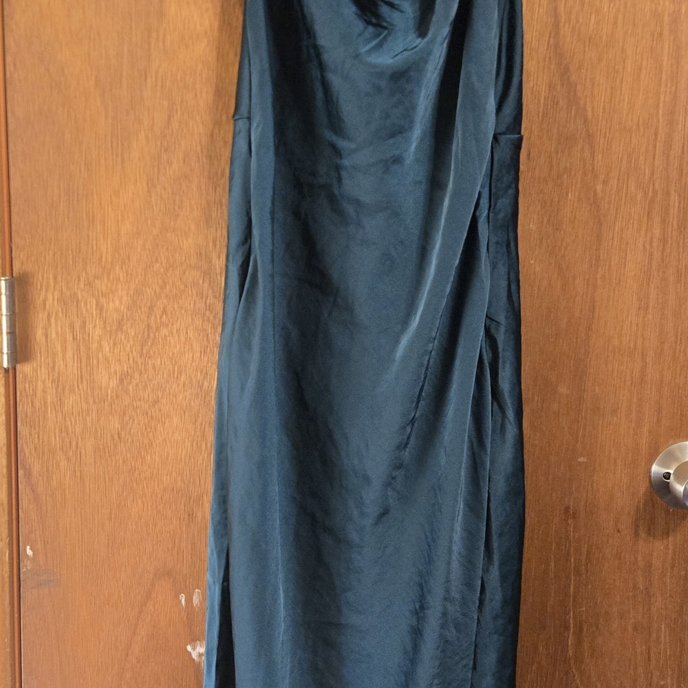 Elegant Forest Green Satin Dress